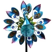 Peacock Metal Wind Spinners Outdoor, 360 Degree Rotation Kinetic Windmill Scu...