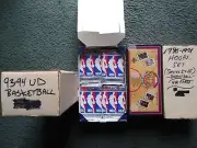 90's BASKETBALL LOT-1990 HOOPS PACKS/SET,1991 UPPER DECK FACTORY SET & 1993-94
