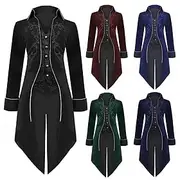 Retro Vintage Punk Gothic Medieval Coat Tailcoat Ren Faire Prince Vampire Nobleman Men's Royal Steampunk Carnival Masquerade Party / Evening Adults' Coat