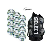 Select Club DB V22 Soccer Ball 12-Ball Pack White/ Blue, Size 3 w/ Pump & Duffle