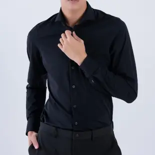 【PURE H.TICO】德國原裝進口 男款 商務休閒 機能性素面長袖襯衫(黑)