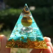 Handmade Crystal Orgone Pyramid With Turquoise Energy Healing Reiki Chakra