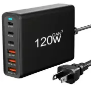 120W USB C Fast Charger Block, 6 Port GaN III Multiple USB Charger Station, U...