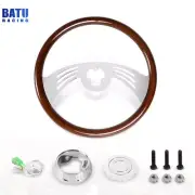 Chrome 2 Spoke 18" Wood Steering Wheel For Freightliner/Kenworth/Peterbilt/Volvo
