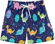 [RPLIFE] Boys Trunks, Anti-Chafe Swim Trunks Boys 2 T, Colorful Dinosaurs Space Planets