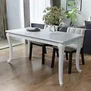Modern Dining Table, High Gloss White Square Table for Small Spaces, MDF Top with Sturdy Plastic Legs, Easy-to-Clean Small Space Kitchen Table, Ideal for Dining Room, Kitchen, and Apartments