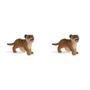 2PK Papo France Lion Cub 6cm Animal Figurine Collectible Kids/Children Toy Brown