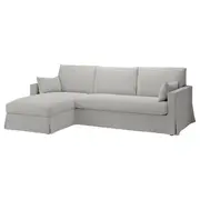 HYLTARP 3-seat sofa w chaise longue, left, Tallmyra white/black