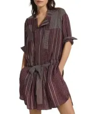 REISS Albi Striped Mini Shirt Dress