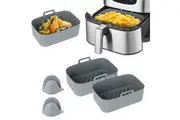 4Pcs Air Fryer Basket Reusable Silicone Pot for Home Kitchen Party Decor-Grey
