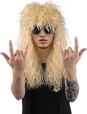 Long curly wigs 80s Wig for Men 70s Rocker Costume Wig Halloween Cosplay Wig