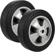 SEHOI 2 Pack 8 Inch Solid Rubber Replacement Wheels, Flat Free Hand Truck Tires with 5/8" Axle, Hand Truck Replacement Wheels for Cart, Wagons, Wheelbarrow, Dolly, Trolley, 330 lbs Max Load