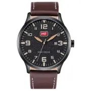 Men's Ultra-Thin Waterproof Quartz Watch with Large Dial and Leather Strap Optio