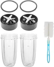 Blender 2Pcs 32oz Cup and 2Pcs Extractor Blade with 2 Rubber Gasket, Compatible with Nutribullet 600W/900W Blender Models (7 Packs)