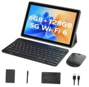 2 in 1 Tablet with Keyboard, 10 inch Android 11 Tablet, 6GB 6GB+128GB Black