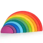 11Pcs Wooden Semicircle Stacker Toy, Semicircle Rainbow Stacking Puzzle, Mont...
