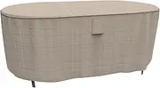 Budge P5A20PM1 English Garden Oval Patio Table Cover, Medium, Two-Tone Tan