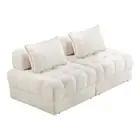 NNEED 2 Seater Boucle Modular Sofa Lounge Chair Armless White