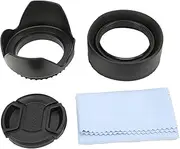 4 in 1 Lens Hood Set, Includes Rubber Lens Hood, Hood, Lens Cap, and Cleaning Cloth, Eliminates Side Light Interference for Clearer Photography (52mm)