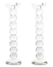 Lainy Home Pair of 10in Crystal Ball Candlesticks