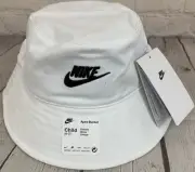 Nike Youth 4-7 Apex Bucket Hat White UPF 40+ White Black Nike Swoop Logo