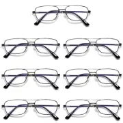 7 PK Mens Retro Aviator Reading Glasses Metal Frame Blue Light Blocking Readers