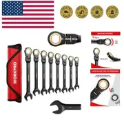 8-Piece Chrome Vanadium Wrench Set with Flex-Head Design - Automotive Excellence