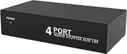 Tunghey RCA AUX Audio Splitter 1 in 4 Out, Stereo 1X4 Passive 3.5mm Aux L/R RCA Box Analog