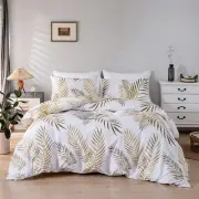 Nayoroom Gold Leaf Duvet Cover King Size Tropical Botanical Leaves Printed on...