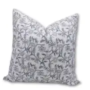 Block Print Thick Cotton White 20X20 Throw Pillow 20" x 20" (Pack of 1) Grey