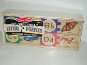 Melissa & Doug Self-Correcting Letter Puzzles A-Z 52 Wooden Pieces New