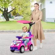 Costway3 in 1 Push Car Stroller Sliding Walking Car with Horn for Toddler -Pink