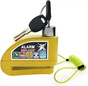 XYT WORLD Motorcycle Alarm Disc Lock Motorbike Bike Scooter Security Lock Waterproof 110Db Alarm Sound Plus 1.5M Reminder Cable Yellow