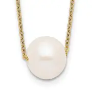 Ss/Gold Plated Sterling Silver Gold-Tone 10-11mm White Near Round Fwc Pearl Necklace