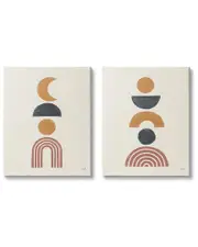 Stupell Industries Sun and Moon Bohemian Symbols Neutral Primary 2pc Stretched Canvas Wall Art Set by Moira Hershey