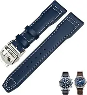 [DJDLFA] Genuine Leather Watch Strap 20mm 21mm 19mm 22mm Cowhide Watchbands For IWC Mark Big Pilot Spitfire PORTOFINO Watch Accessories