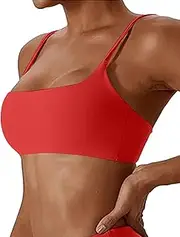 [Comper] Women's Sports Bras Wirefree Racerback Workout Bras Sexy Thin Straps Yoga Sport Bras with Removable Pads