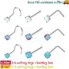 3PCS Nose Studs Opalite Rings Ear Surgical Steel Body Piercing Jewellery