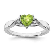 Sterling Silver Peridot and Diamond Ring