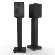 Kanto TUK 260W Powered Bookshelf Speakers with - Pair, Matte Black with SX26 Black Stand Bundle