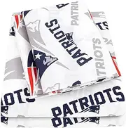 NFL Bed Sheets Officially Licensed Luxurious Soft Fitted, Flat and Pillowcase Football Sport Bedding Set Team Print, New England Patriots, King