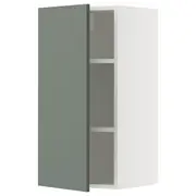 METOD wall cabinet with shelves, white/Nickebo matt grey-green, 40x37x80 cm