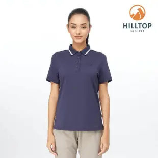 【Hilltop 山頂鳥】Jungle Jacquard Polygiene 女款抗菌吸濕快乾抗UV POLO衫 PS14XFI0 深藍