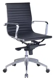 RAPIDLINE MEDIUM BACK BOARDROOM CHAIR Chrome Base and Arms Black Ribbed PU Seat and Back