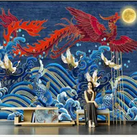 在飛比找蝦皮商城精選優惠-壁紙 壁佈 立體墻紙 墻布 客廳玄關裝飾中式手繪抽象復古藝術