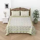 Handmade Floral Printed Pure Cotton Bedsheet 244 TC Double Flat Bedsheet Decor