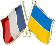 [Pinstant] France French Ukraine Ukrainian National Flag Crossed Flags Friendship Love Alliance Allies 1" Enamel Pin, 1 Inch, Enamel, enamel