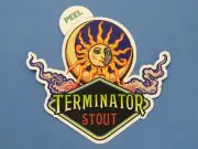 BEER STICKER ~ McMENAMINS Brewing Terminator Stout ~ OREGON & WASHINGTON ~ Sun