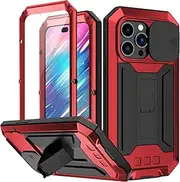 iPhone 14 Pro Max Case with Screen Protector Rugged Shockproof Cover Anti-Scratch Drop Protection 6.7 Inch Red Phone Cover For Apple iPhone 14 Pro Max