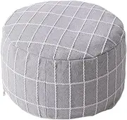 Generic Handcrafted Round Pouf Cover for Cozy Home Decor, gray, as described